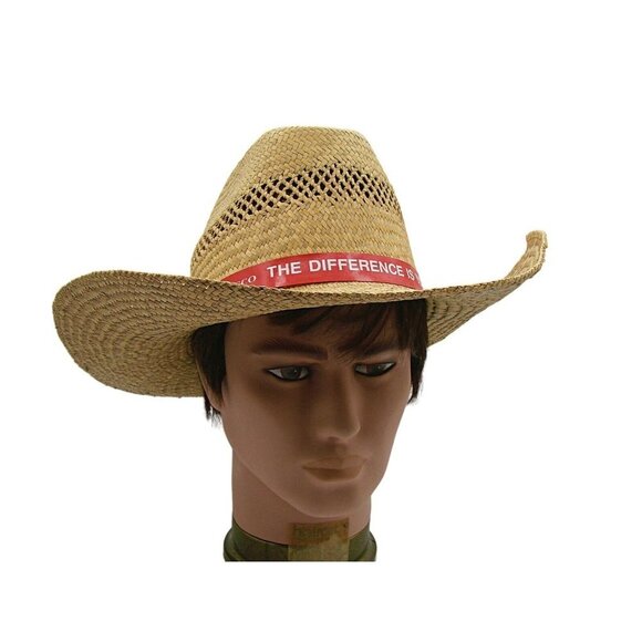 Amsco Logo Banded Straw Hat The Difference is You Fly Away Sun Beach Rockabilly - Picture 9 of 10